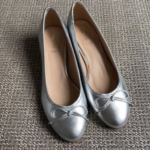 New Aldo Metallic Ballet Flat Block Heel